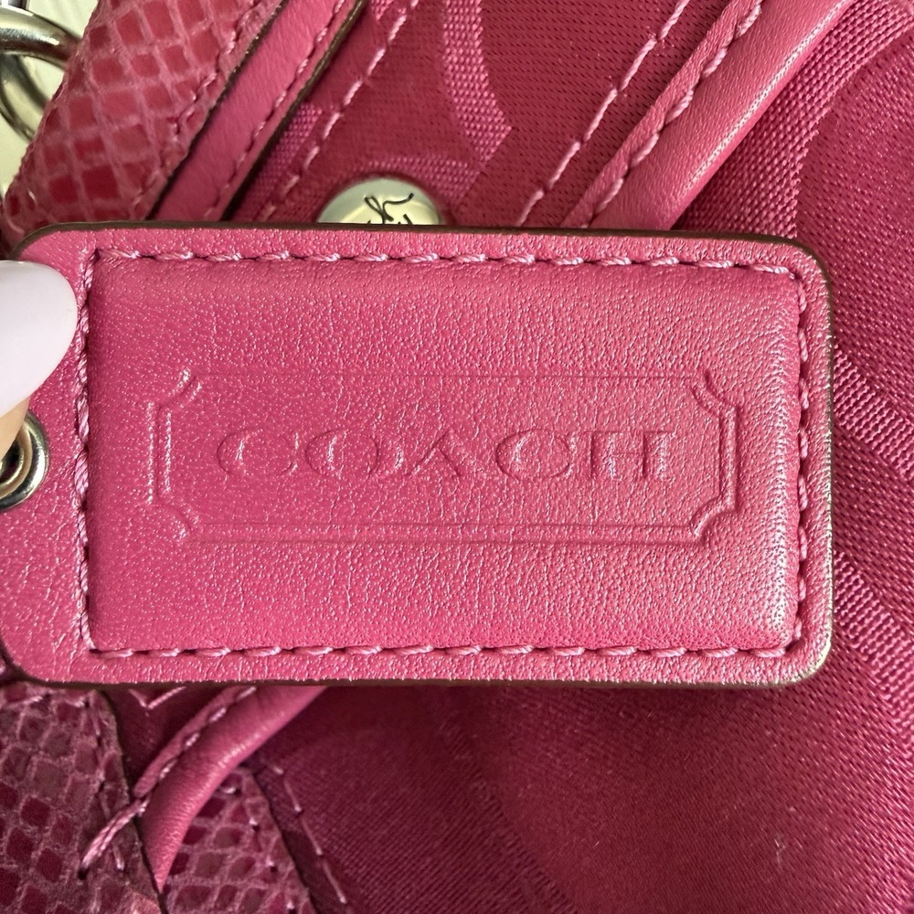 COACH Peyton Tote Bag Purse Signature Hot Pink Y2K Snakeskin Embossed Leather - Picture 9 of 16